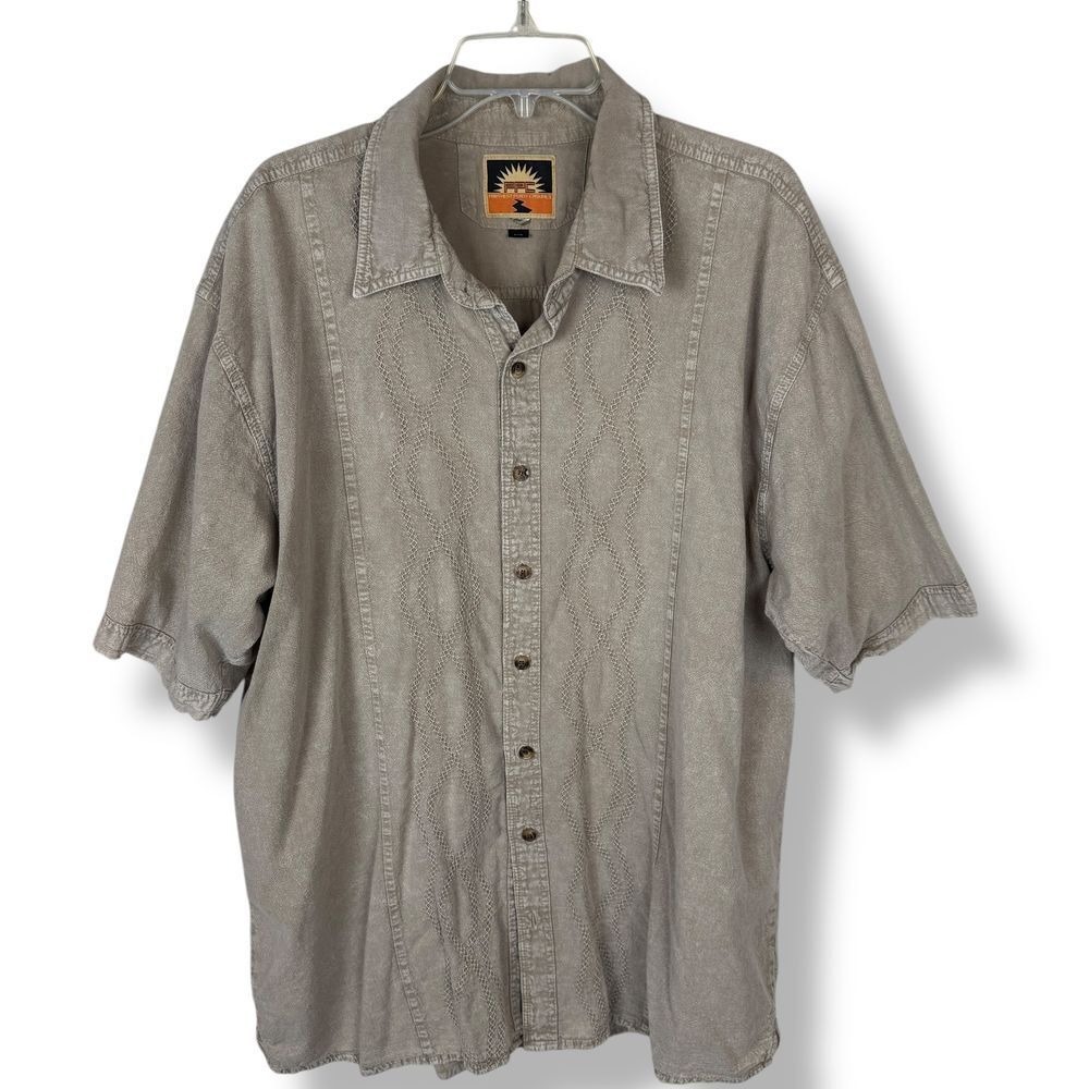 Vintage Y2K FPC Embroidered Top Mens Size 2XL Guayabera Style Resort Shirt Peru